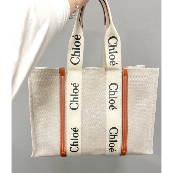 Chloe Large Wooden Linen Tote - Picture 1 of 4